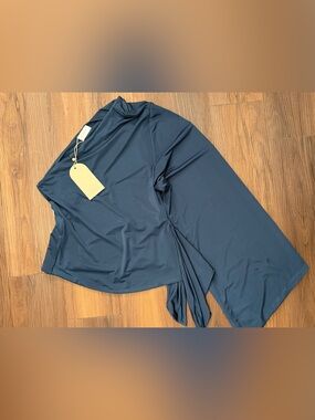 Meshki Navy Blue Draped Top with Branded Tag